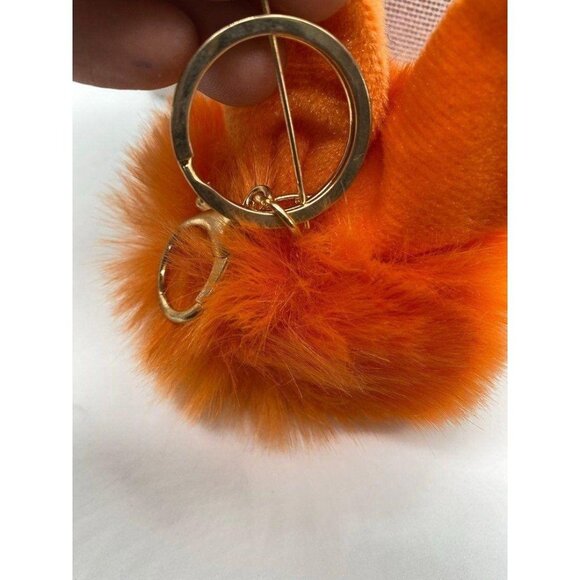Orange Fur Ball Bunny Ears Keychain Plush Charm Key Holder‎ Unisex - Picture 3 of 7
